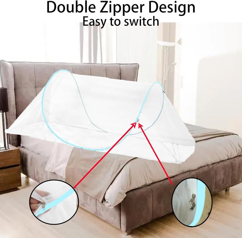 CMINGJ Large Pop Up Mosquito Tent, Portable Foldable Mosquito Net for Bed Camping Travel Patio (78 * 31 * 22inch) (Blue Adjustable Size) - Image 5